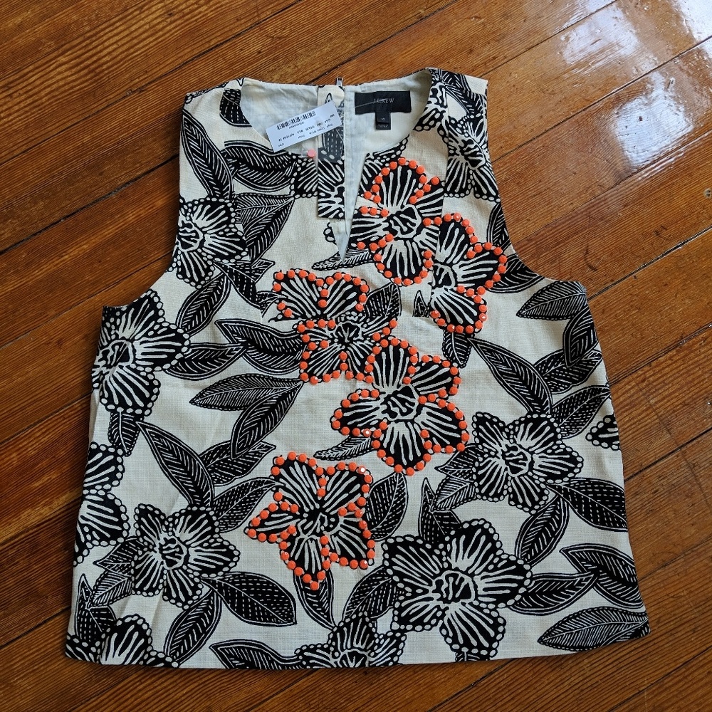 Jcrew notched shell in Polynesian floral